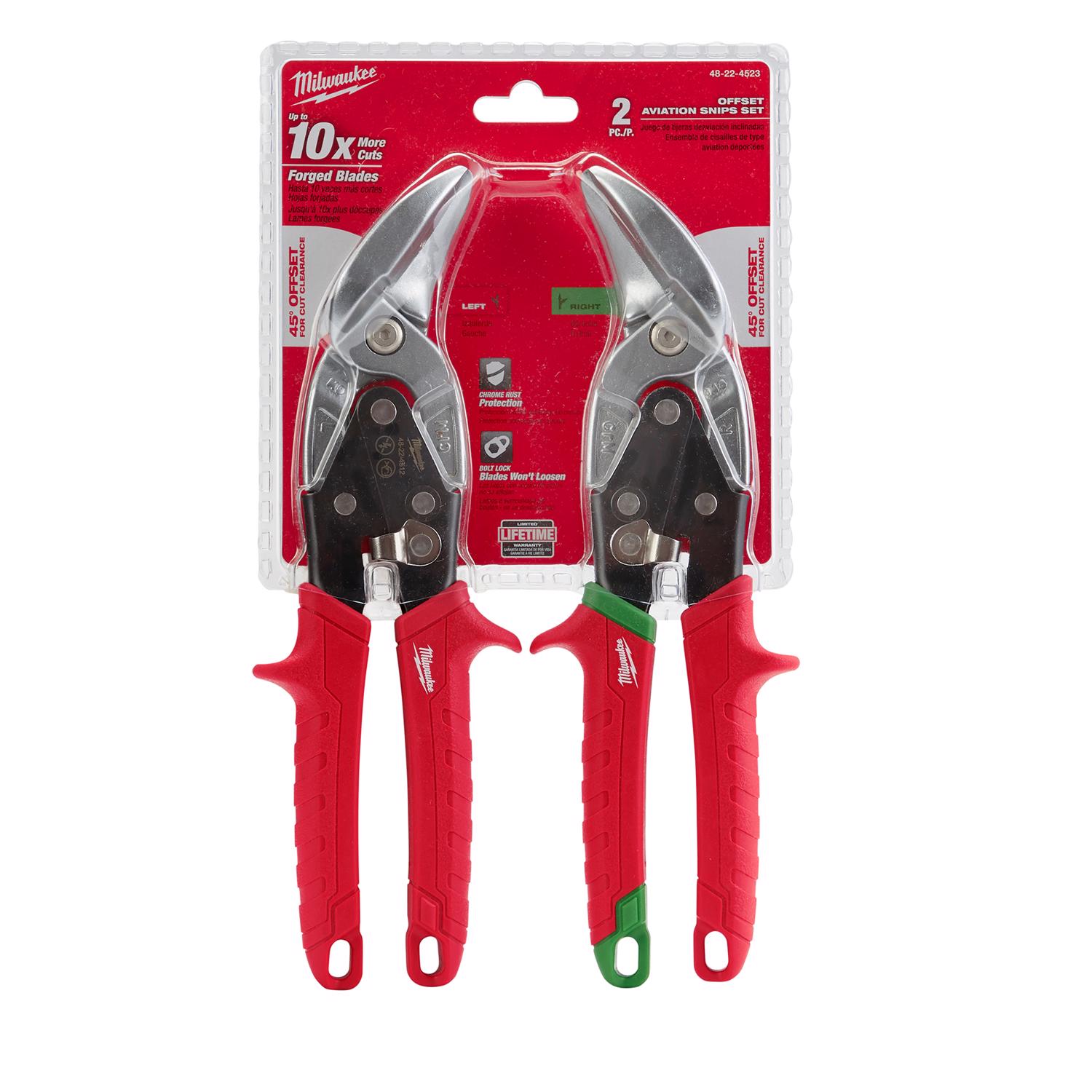 MW 10 in. Forged Alloy Steel Offset Aviation Snips Set 22 Ga. 2 pk