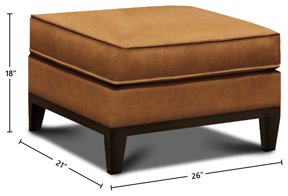 Metropole 100% Top Grain Pull Up Leather Mid century Ottoman   Transitional   Footstools And Ottomans   by Hello Sofa Home  Houzz