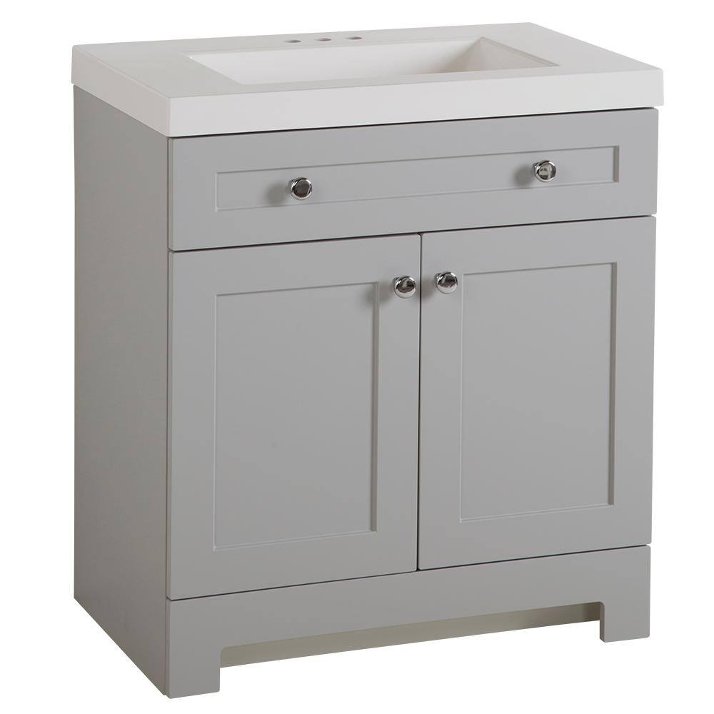 Glacier Bay Everdean 30.5 in. W x 18.8 in. D x 34.4 in. H Freestanding Bath Vanity in Pearl Gray with White Cultured Marble Top EV30P2-PG