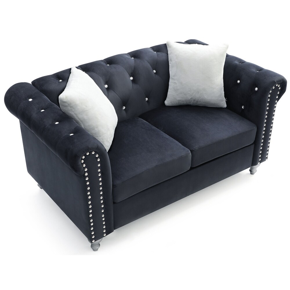 Raisa Microsuede Velvet Tufted Loveseat