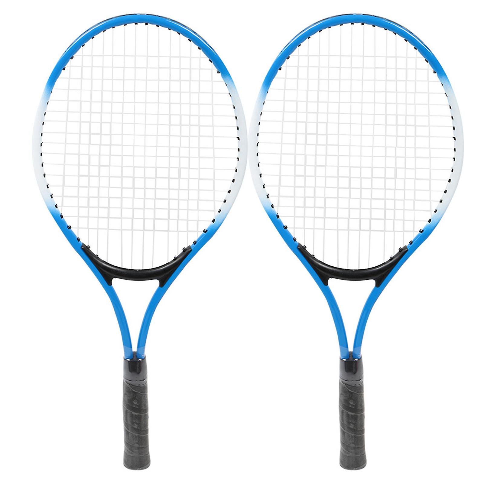 Iron Alloy Children Tennis Racket Beginner Practice Racquet With Ball And Carry Bag(blue)