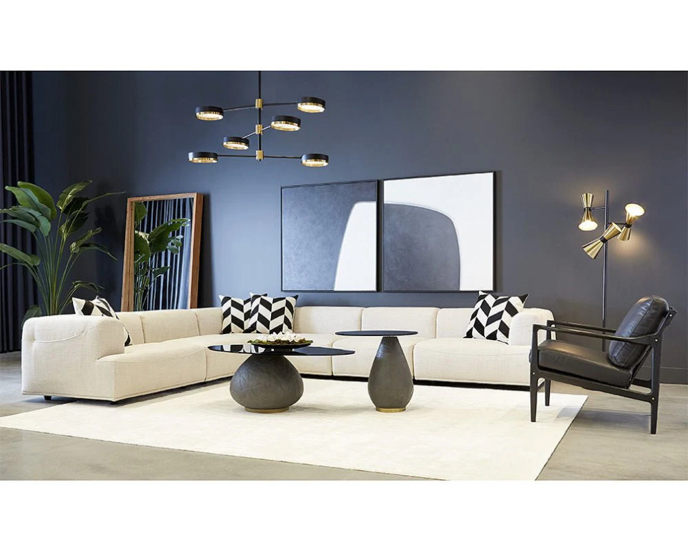 Phalen Lounge Chair  Black  Black Leather   Midcentury   Armchairs And Accent Chairs   by Peachtree Fine Furniture  Houzz