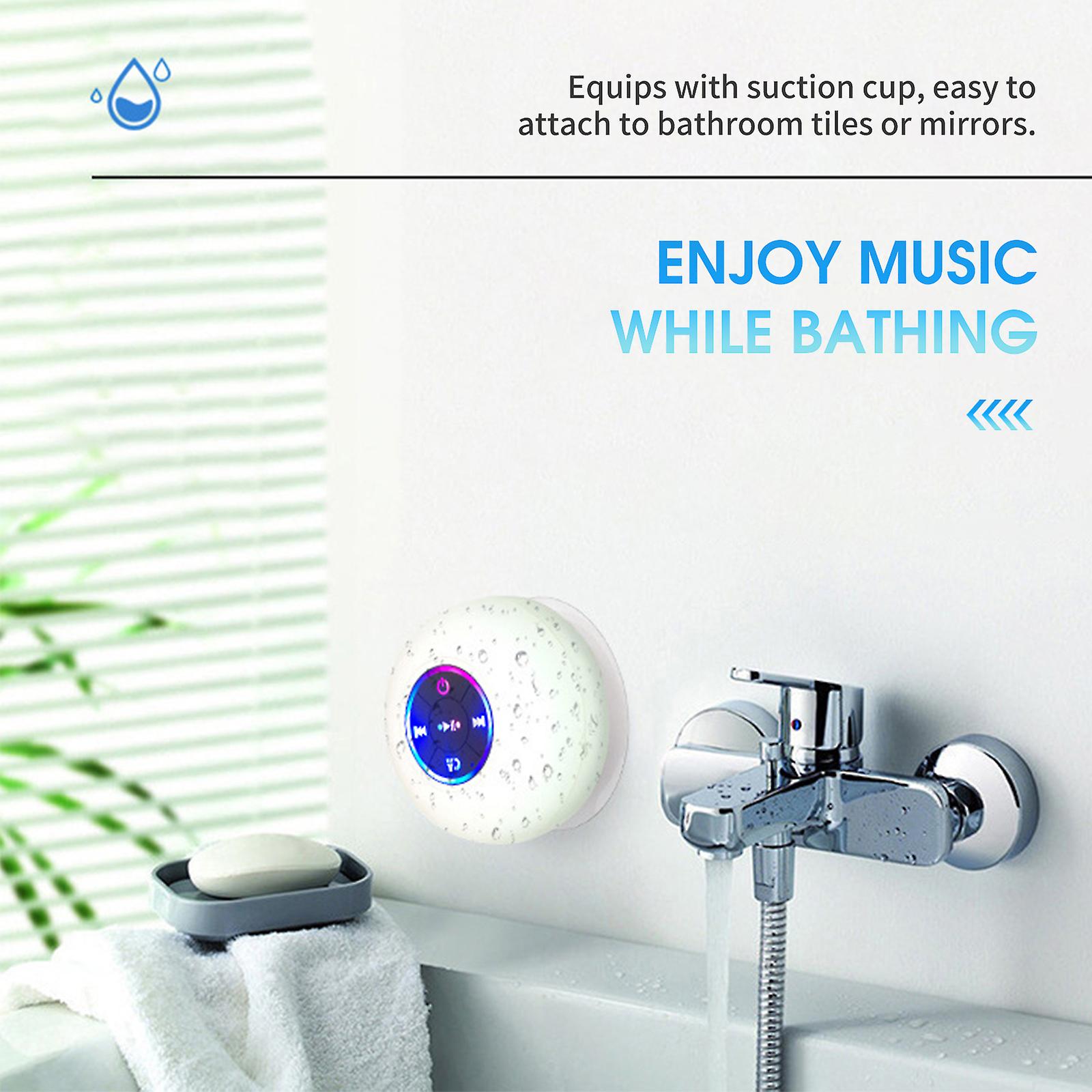 Bt 5.0 Speaker Ipx4 Waterproof Speaker With Suction Cup Shower Speaker With Built-in Mic Hands-free Call Ambient Light， Yellow Yellow