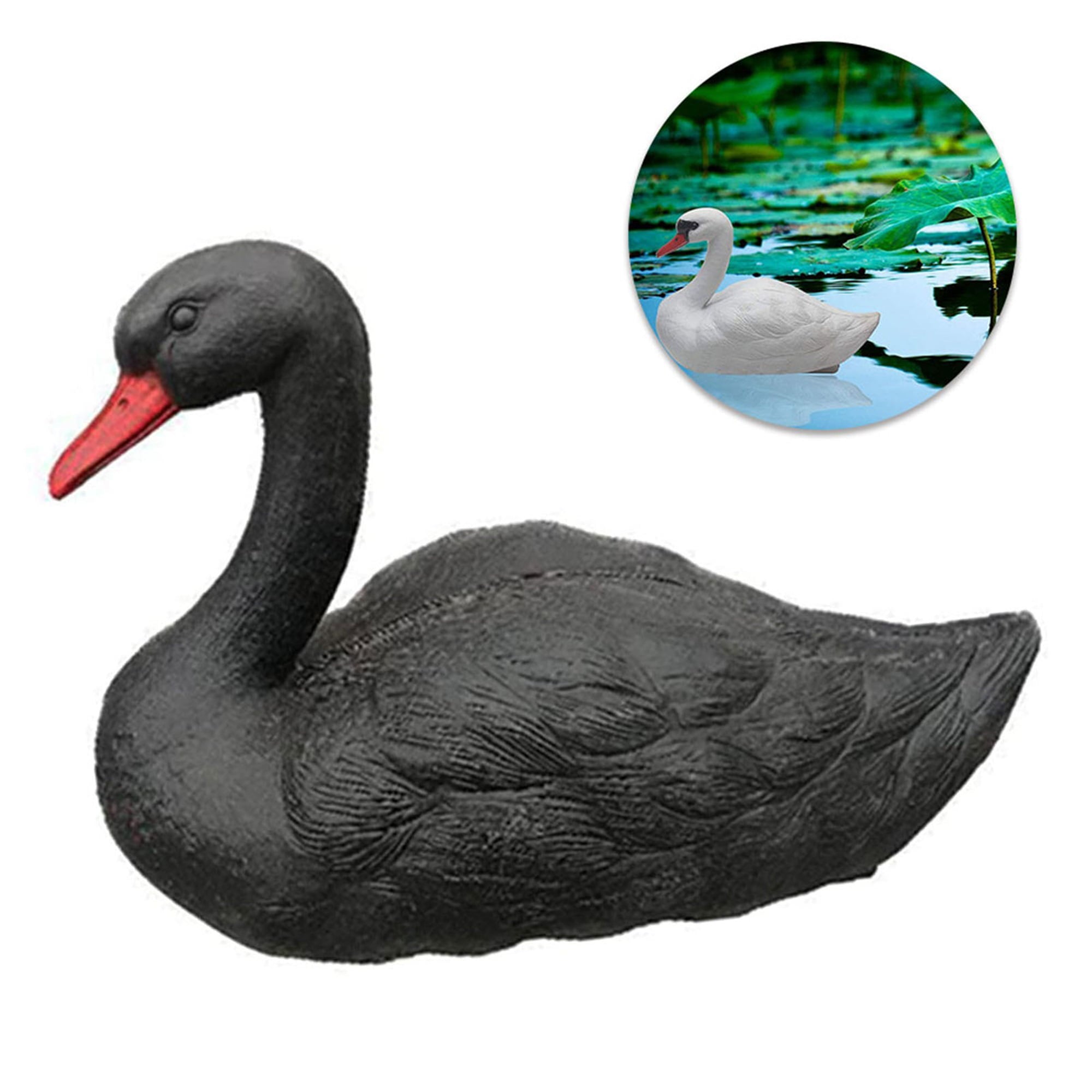 Swan Decoys 3D Lifelike Floating Swan Statues Swan Decoration Pond Sculpture Duck Deterrent for Pool/Yard