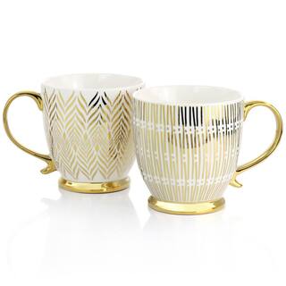 GIBSON HOME Gold Fin. 4-Piece 16.7 oz. Gold Electroplated Fine Ceramic Mug Set 985117541M