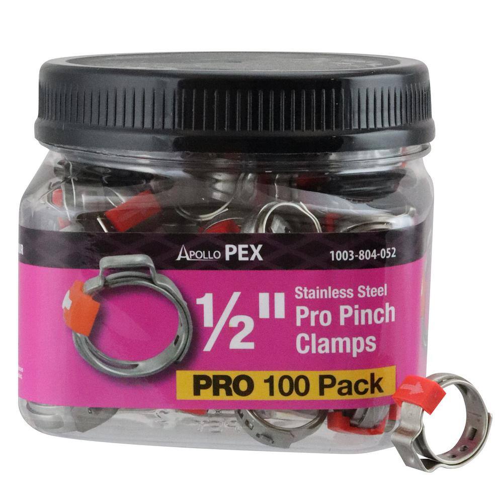 Apollo 12 in. Stainless Steel PEX-B Barb Pro Pinch Clamp Pro Pack (100-Pack) PXPRO12100JR