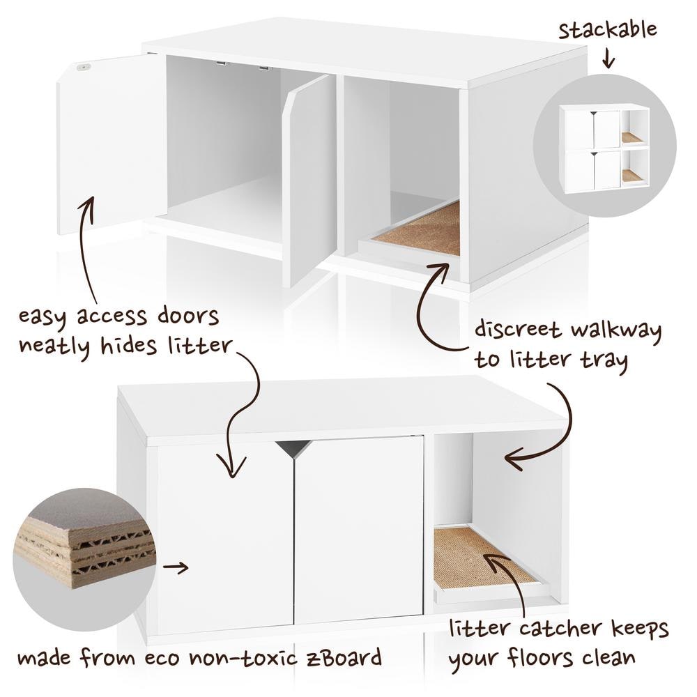 Way Basics Eco zBoard White Modern Cat Litter Box Enclosure Furniture PET-LITTER-WE