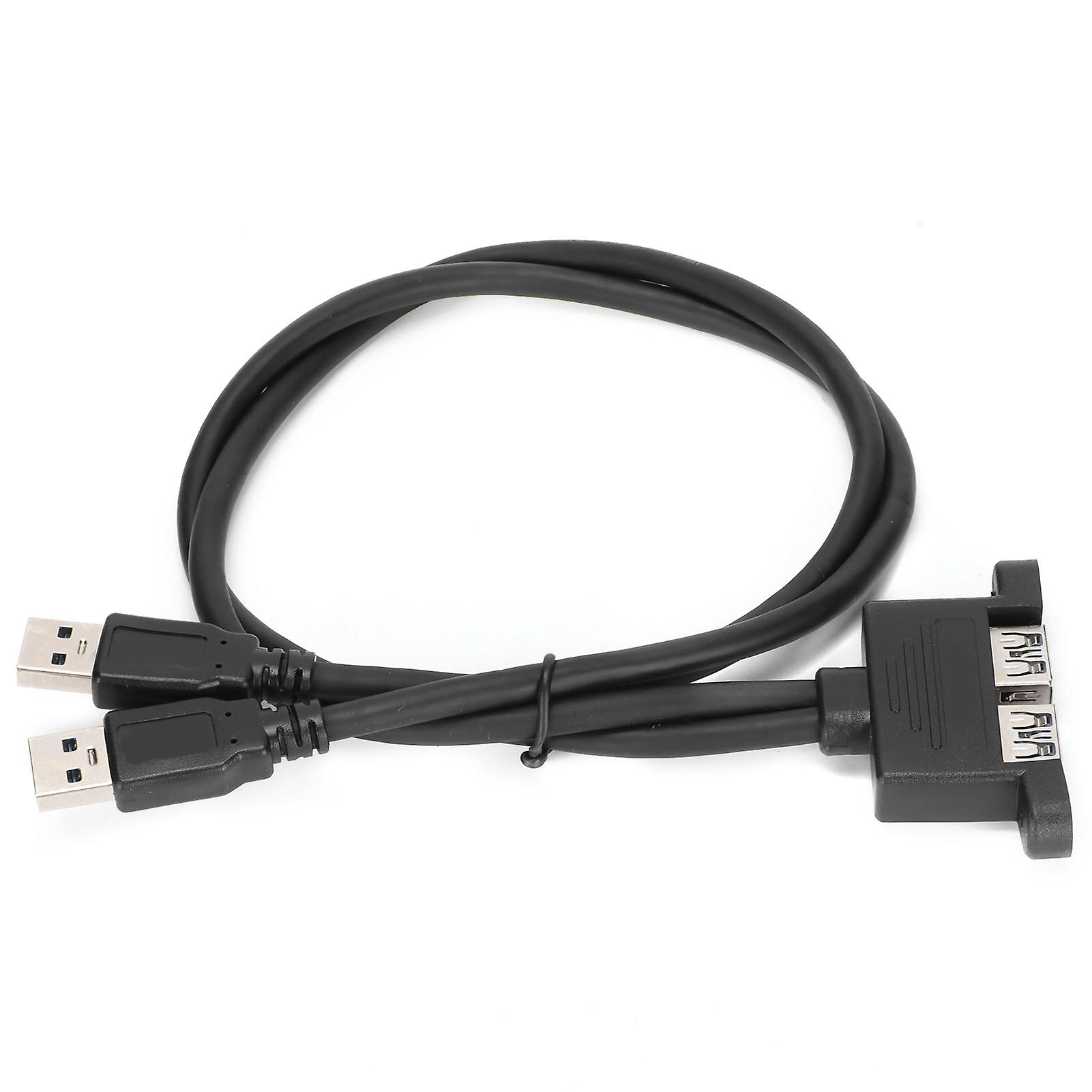 Usb Extension Cable Double Port External Baffle Conversion Line With Ear Screw Hole50cm