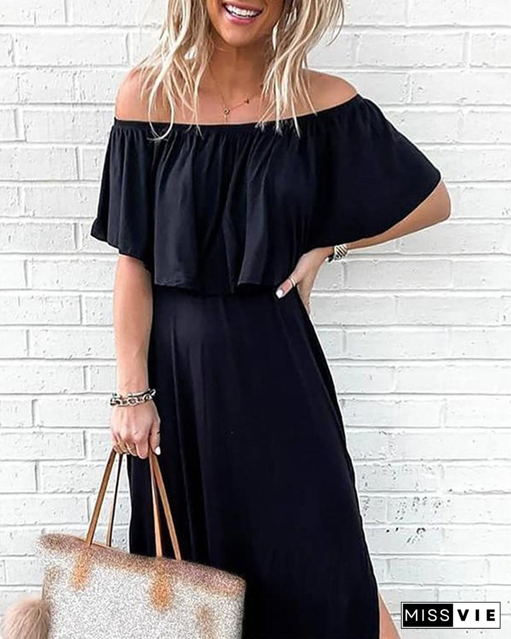 Casual Flowy Off Shoulder Summer Holiday Maxi Dresses