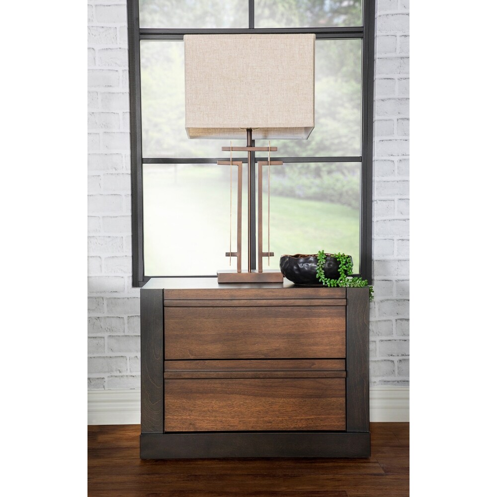 Gracia Walnut and Black Rectangular 2 Drawer Nightstand