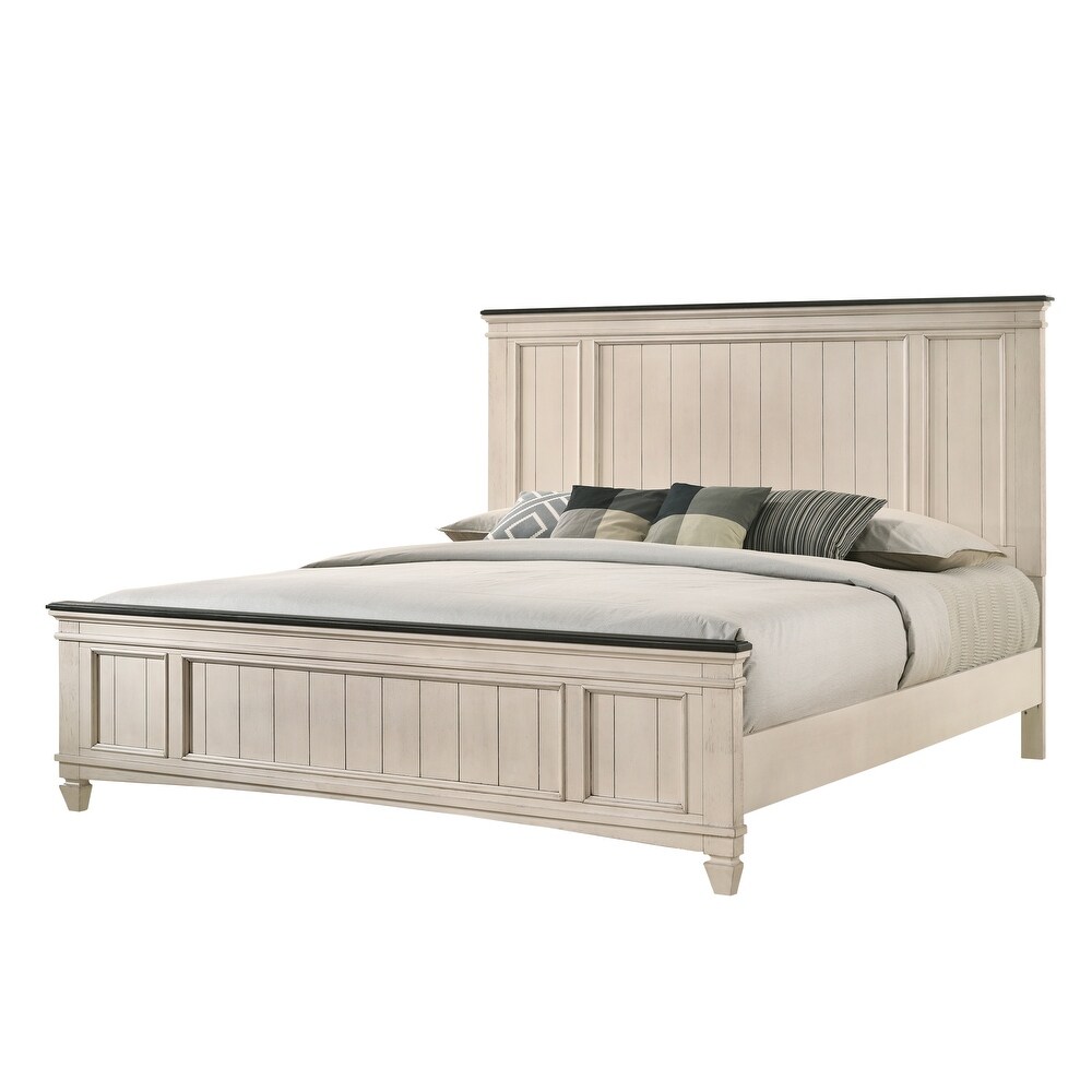 Roseanne 5 Piece Cream Brown Panel Bedroom Set