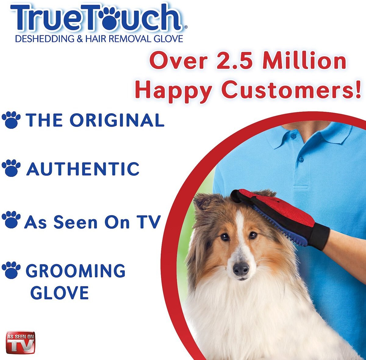 True Touch Five Finger Pet Deshedding and Hair Removal Glove