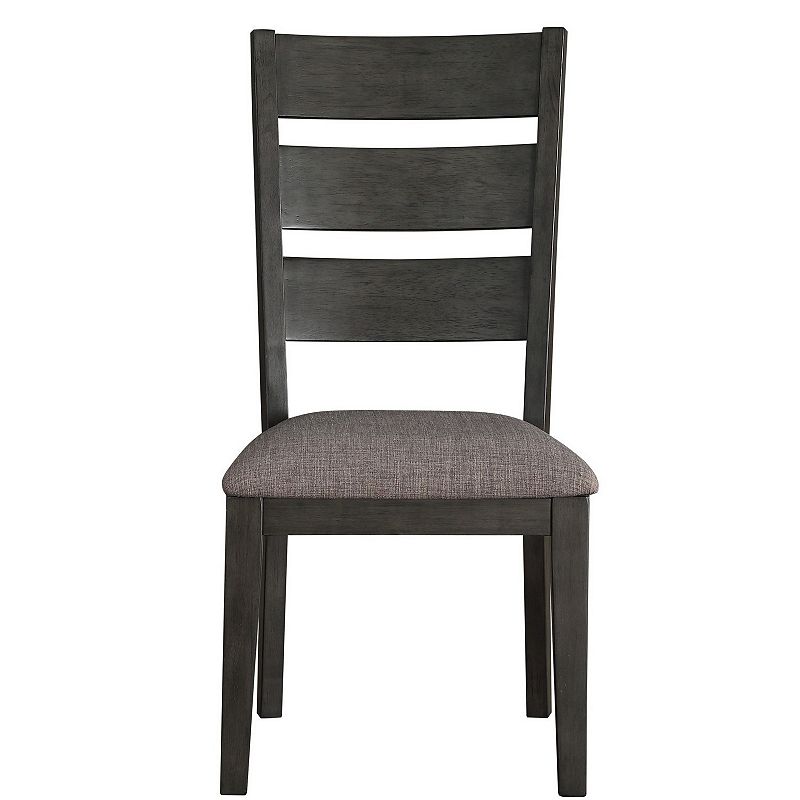 Transitional Wooden Side Chair with Fabric Padded Seat Ladder backrest，Gray