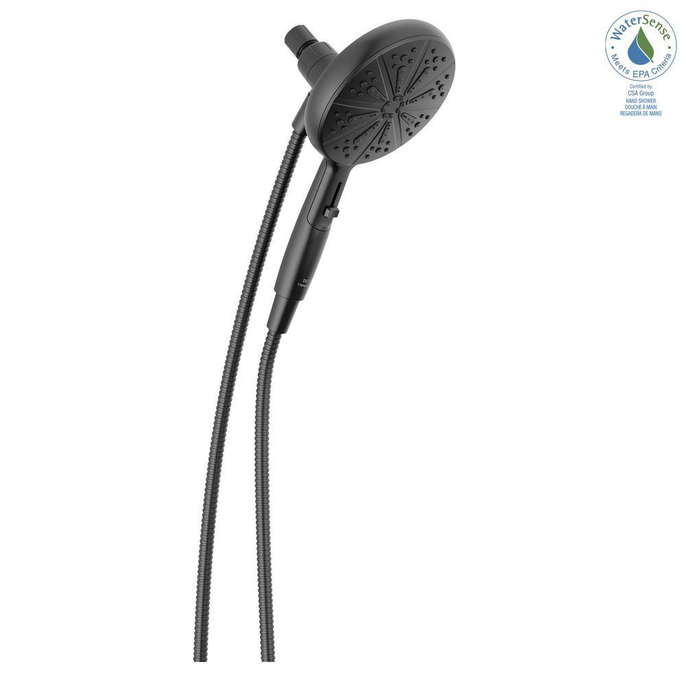 Delta 6-Spray Patterns 1.75 GPM 6.25 in. Wall Mount Handheld Shower Head with SureDock Magnetic in Matte Black 75613BL