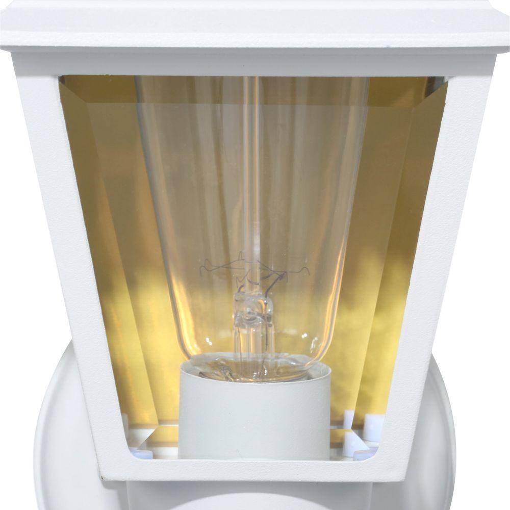 Hampton Bay 13.75 in. White 1-Light Outdoor Wall Lamp with Clear Beveled Glass Shade BPL1611-WHT