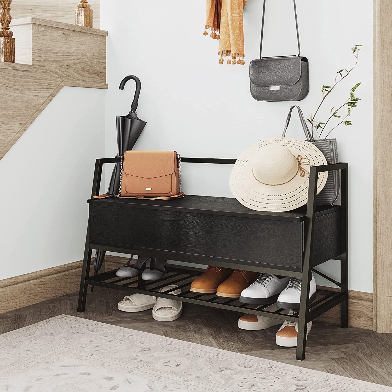 Entryway Bench Shoe Bench With Shoe Rack and Storage Box for Entryway, Bedroom, Hallway