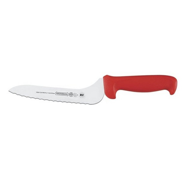 Mundial R5620 7e 7 inch Offset Serrated Edge Sandwich Knife Red