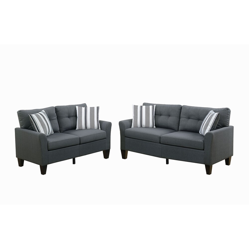 2 Piece Glossy Polyfiber Sofa Set