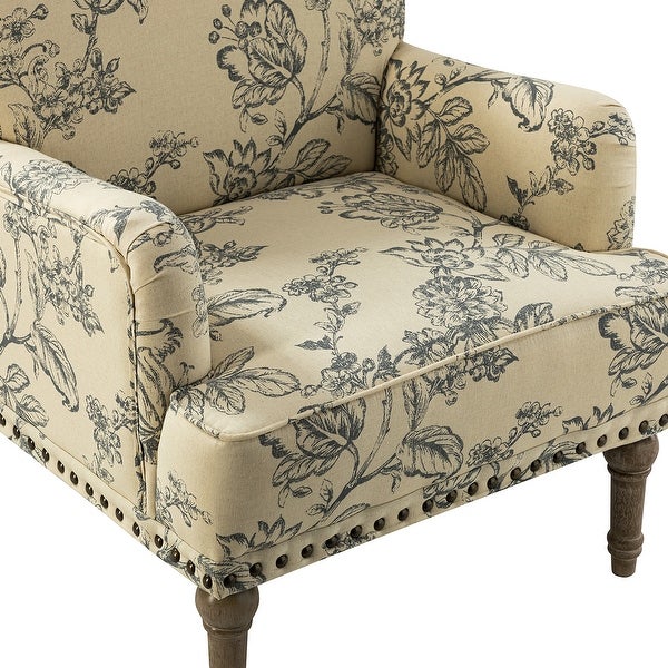 Geltrude Traditonal Floral Fabric Design Upholstered Accent Armchair with Turned Legs by HULALA HOME