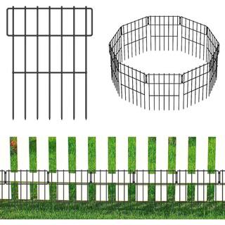 Oumilen Decorative Garden Fence 10-Pack No Dig Animal Barrier Border Black Metal Fencing Panel LT-K317-SJ