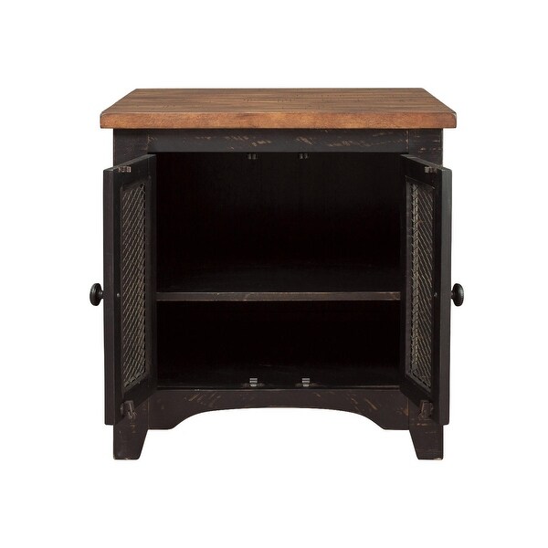 Valebeck Black/Brown Pinewood Rectangular End Table