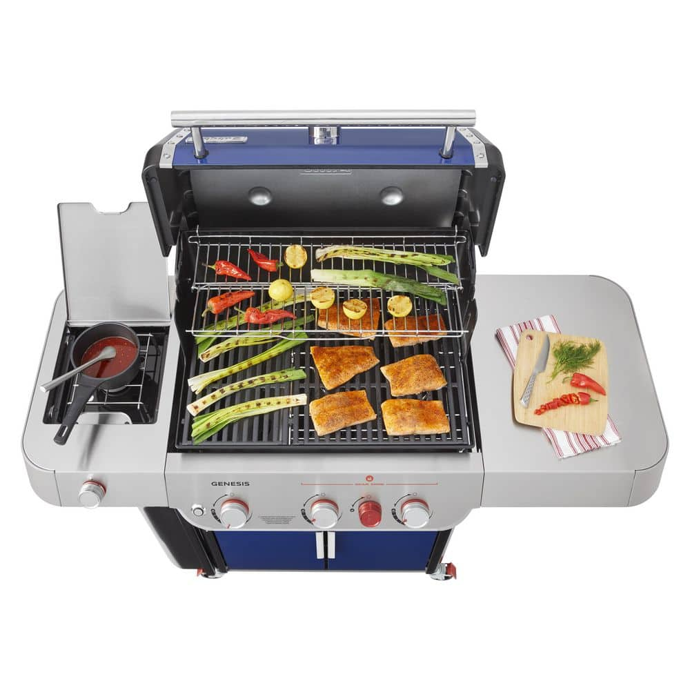 Weber Genesis E-335 3- Burner Propane Gas Grill in Deep Ocean Blue with Side Burner 35480001