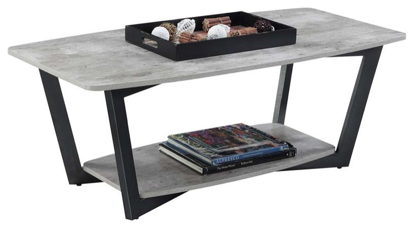 Convenience Concepts Graystone Coffee Table in Gray Faux Birch Wood Finish   Industrial   Coffee Tables   by Homesquare  Houzz