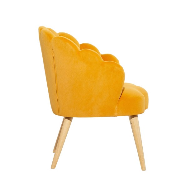 Modern Glam Velvet Seashell Accent Chair Yellow Olivia amp May