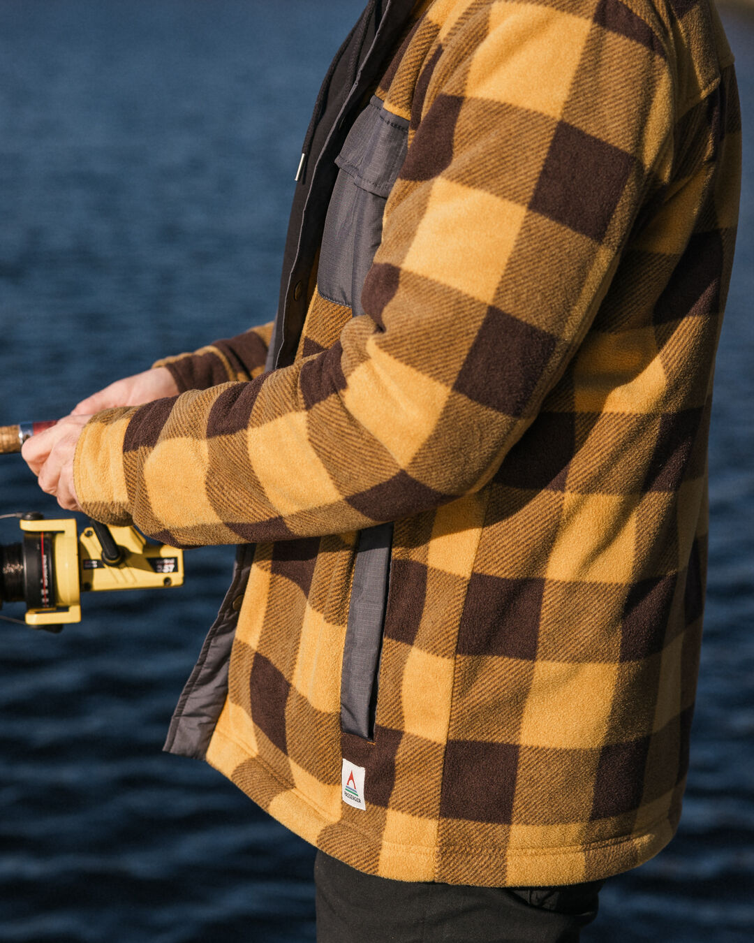 Firelight Sherpa Lined Overshirt - Golden Brown Check