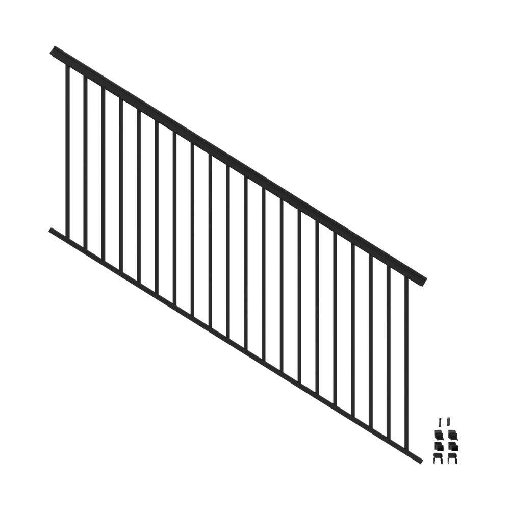 Barrette Outdoor Living VersaRail Classic 8 ft. x 42 in. Matte Black Aluminum Rail Stair Kit 73043031