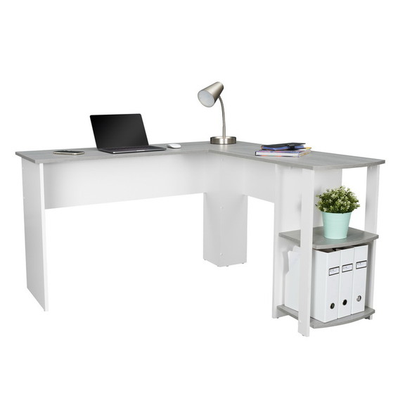 Techni Mobili Modern L Shaped Desk with Side Shelv...