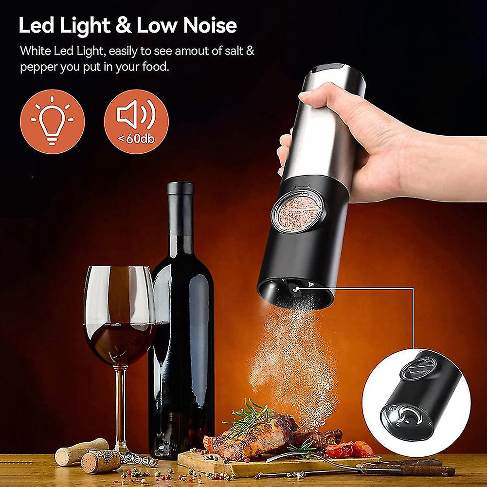 Rechargeable Electric Salt And Pepper Grinder Set With Charging Base