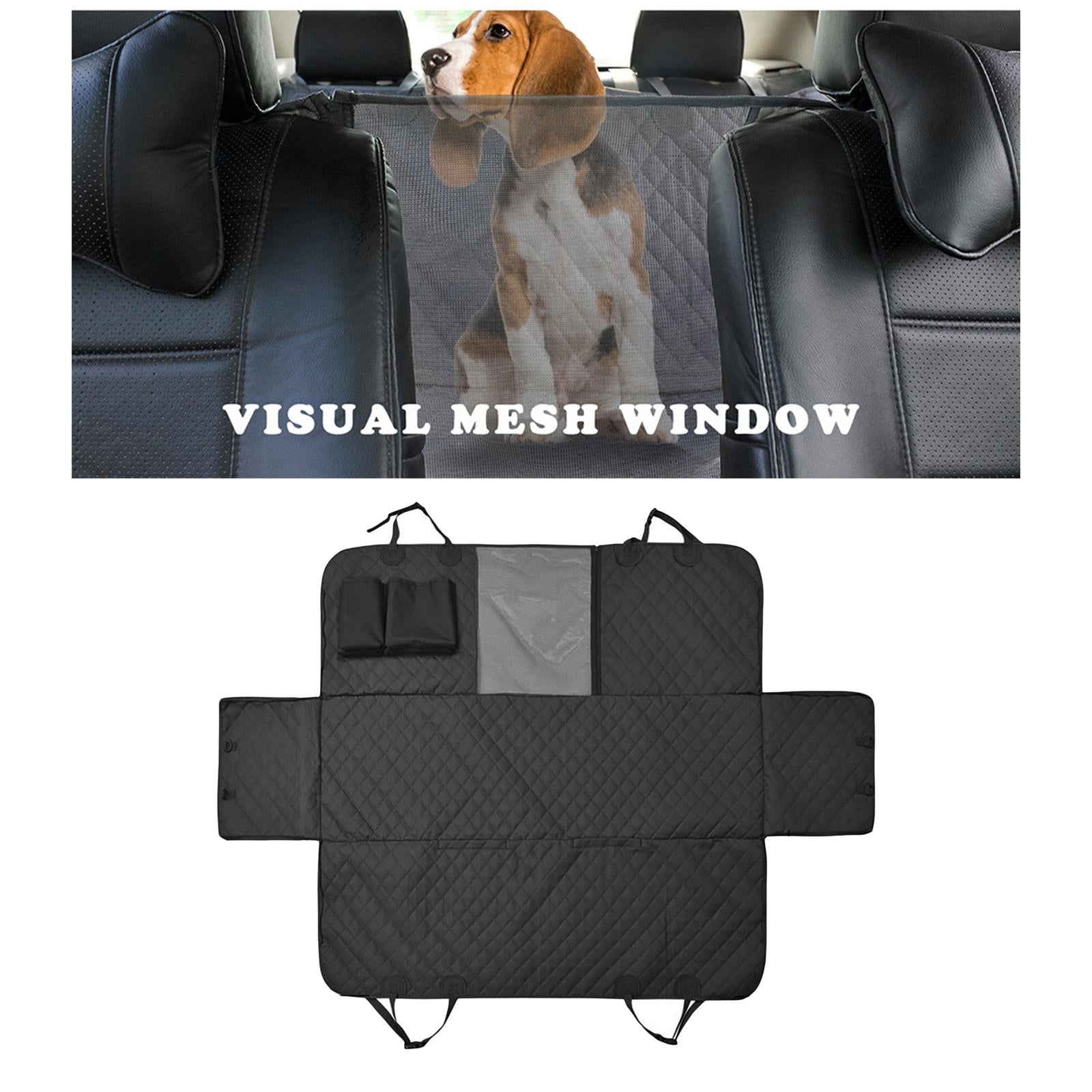 Water Dog Seat Cover Nonslip Pet Seat Cover Zipper Pockets Dog Covers cars and trucks Suv's Backing Backseat mat - Black