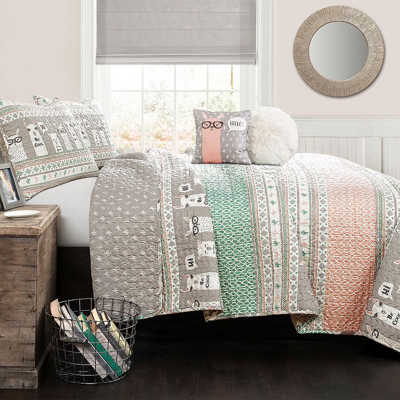 Lush Decor Llama Stripe Quilt Set