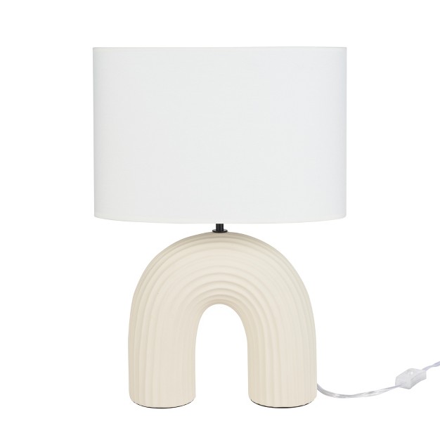 Off White Textured Ceramic Arch Table Lamp