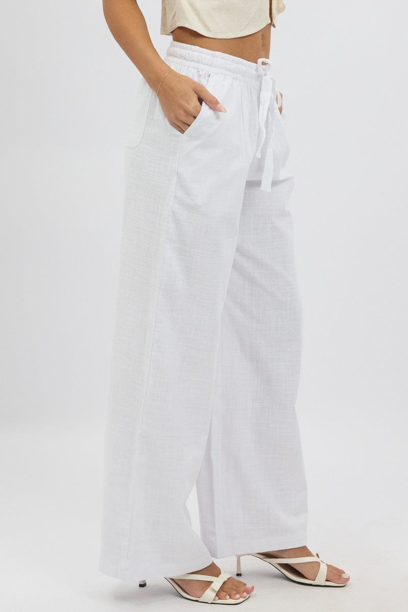 White Wide Leg Pants Elasticated