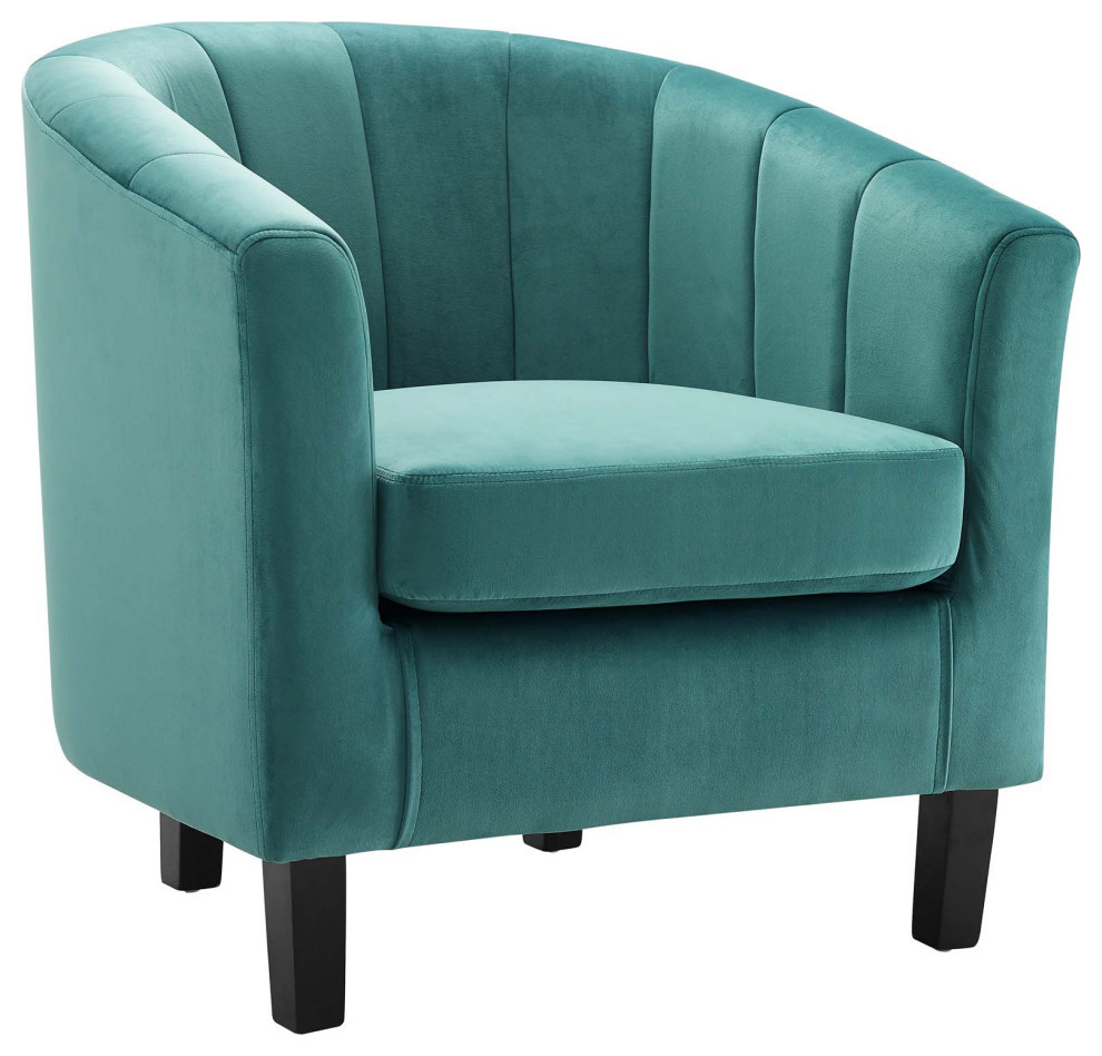 Zoey Teal Channel Tufted Performance Velvet Armchair   Contemporary   Armchairs And Accent Chairs   by Peachtree Fine Furniture  Houzz