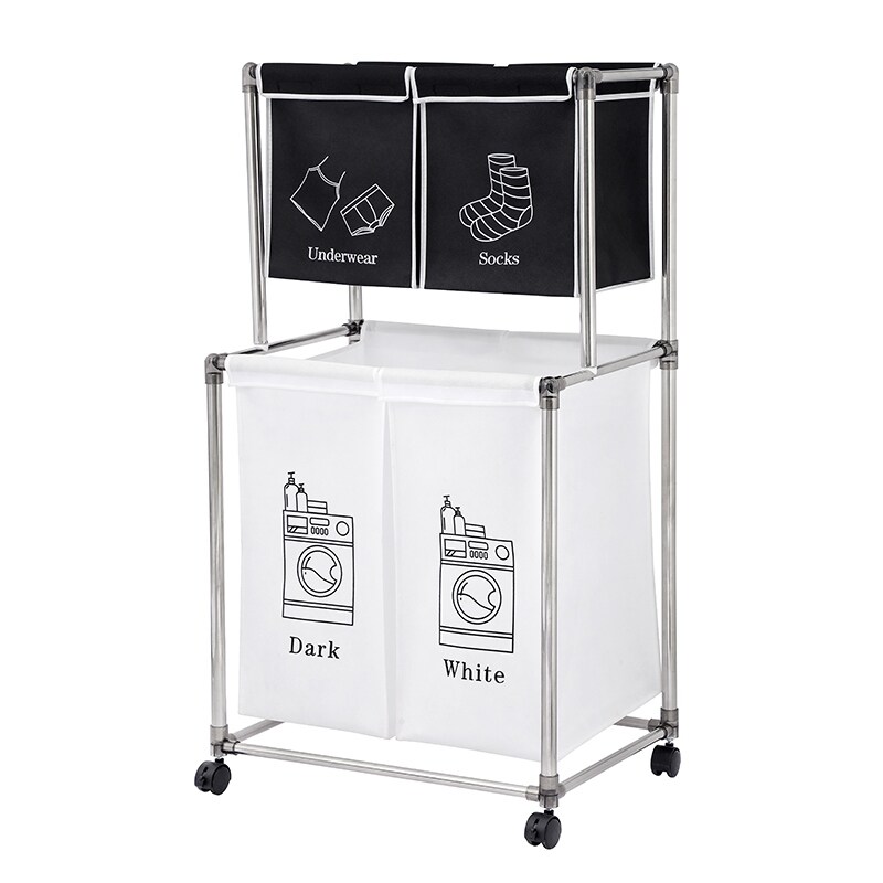 Standing Dirty Clothes Hamper Laundry Hamper Laundry Basket Sorter with 4 Removable Canvas Labeled Bags