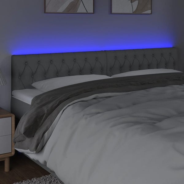 vidaXL LED Headboard Dark/Light Gray Fabric - - 37421103