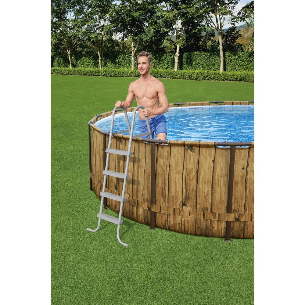 Bestway Swim Vista 16 ft. x 16 ft. Round 48 in. Deep Power Steel Above Ground Swimming Pool Set 56726E-BW