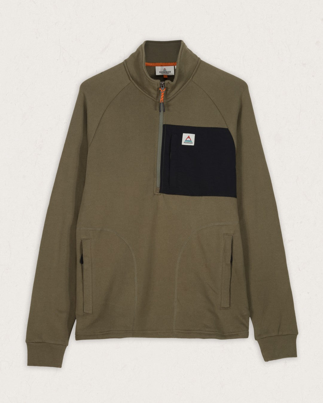 Offgrid 1/4 Zip Recycled Cotton Sweatshirt - Dusty Olive