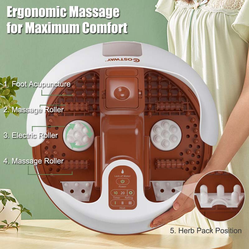 Steam Foot Spa Bath Massager, Foot Sauna Massage Machine with 3 Heat Levels, Pedicure Massage Rollers, Timing Function