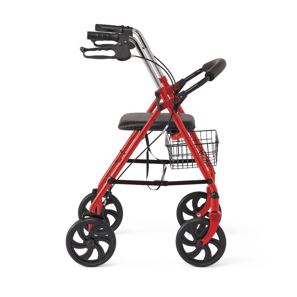 Steel Rollator with 8 in. Wheels Knockdown Basket in Red MDS86860ERS8