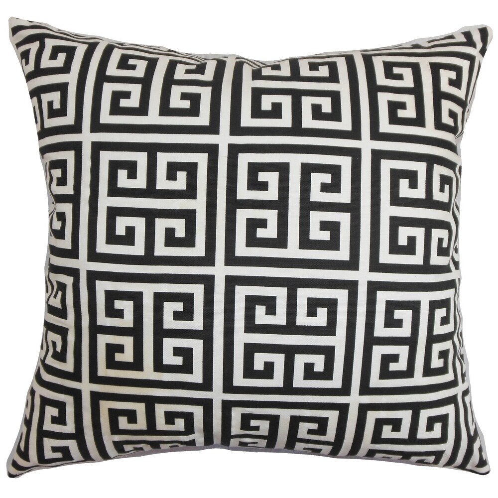 Set of 2 Paros Greek Key Throw Pillows in Black White