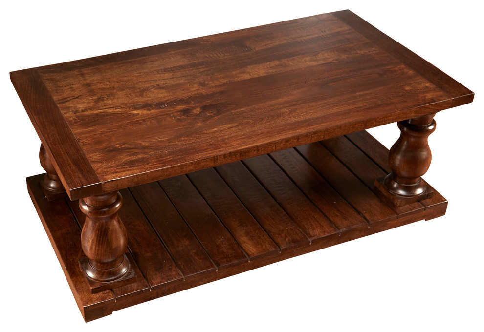 Columnar Coffee Table  Pecan Finish   Traditional   Coffee Tables   by Orchard Creek Designs  Houzz