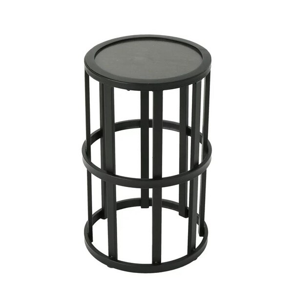 Outdoor 11Inch Ceramic Tile Side Table，Black