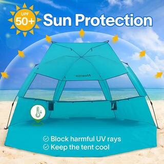 Alvantor TEAL PLUS 96 in. x 102 in. x 52 in. Instant Pop Up Portable Beach Tent Outdoor Sun Shelter Cabana UPF 50+ Carry Bag 7011