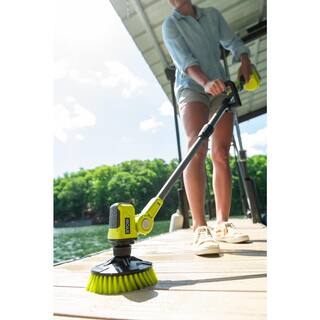 RYOBI ONE+ 18V Cordless Telescoping Power Scrubber (Tool Only) with 6 in. Knit Microfiber Kit P4500-A95KMK1