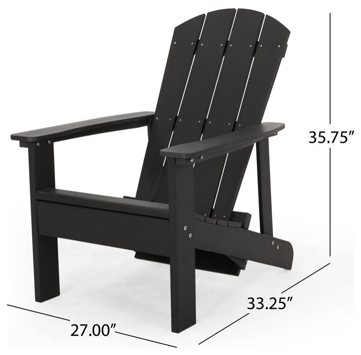 Noble House Hunter Adirondack Chair with Retractable Ottoman (Set of 2) Black   Transitional   Adirondack Chairs   by Homesquare  Houzz