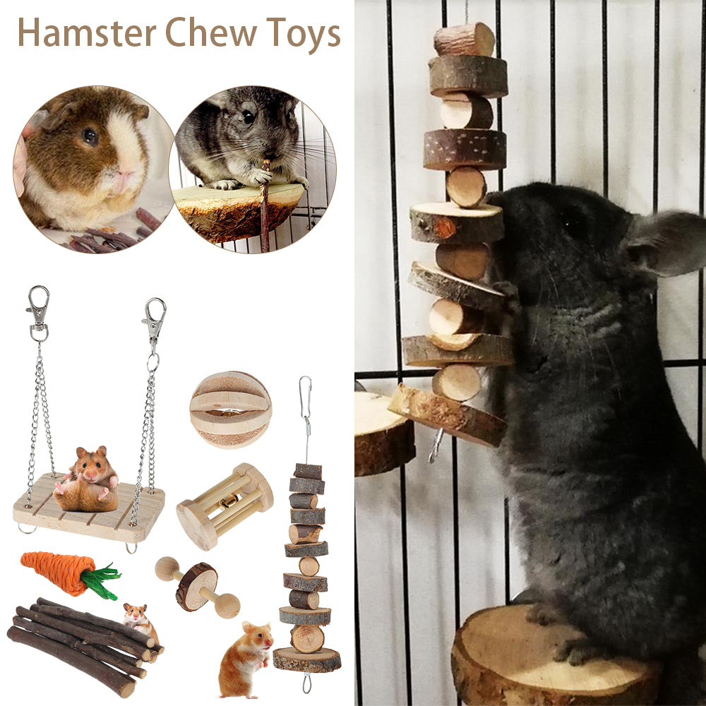 HOTBEST Hamster Chew Toy Apple Wood Sticks Twigs Cleaning Teeth Pet Playing Small Pets Rabbit Guinea Pig Parrot Toys